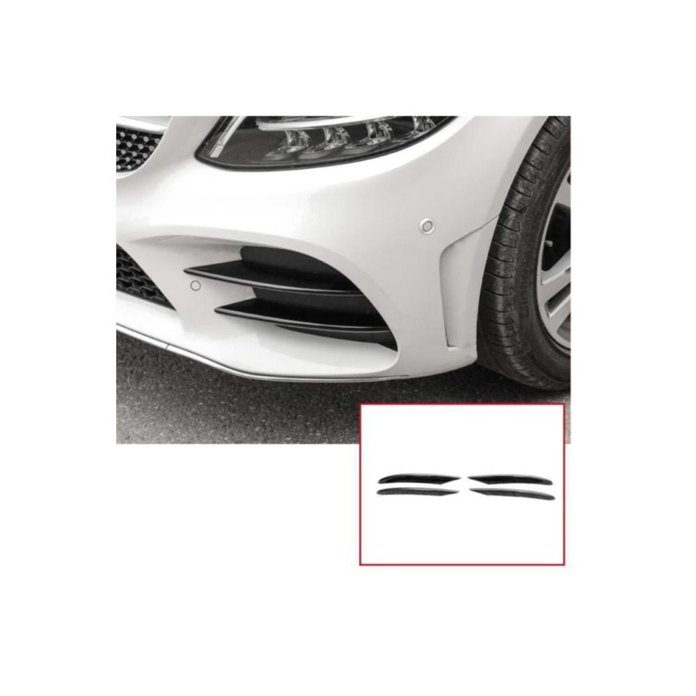 Mercedes W205 İçin Uyumlu C SERİSİ ÖN TAMPON SİS KAŞLARI KAPLAMA PİANO BLACK (2019+)